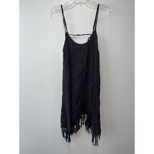 Raviya Solid Fringed Cover-up - Black‎ Size Medium